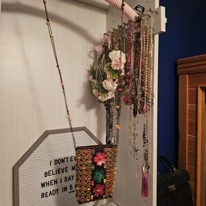 Floral Beaded Crossbody Bag